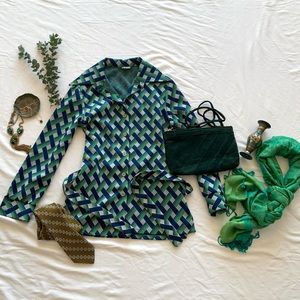 Vintage 1970's Montgomery Ward Polyester Bullet Collar Tunic